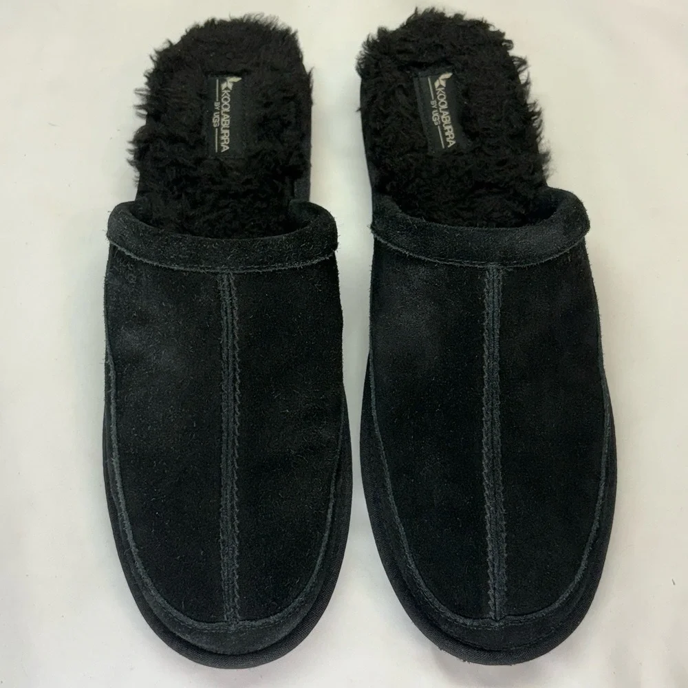 Koolaburra by Ugg Slippers Mens 14 Bordon Moccasin Black Shearling Suede 1105891